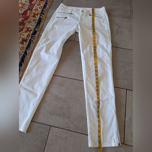 St.John white cotton low-rise trousers with zippers size 4 - Picture 10 of 11